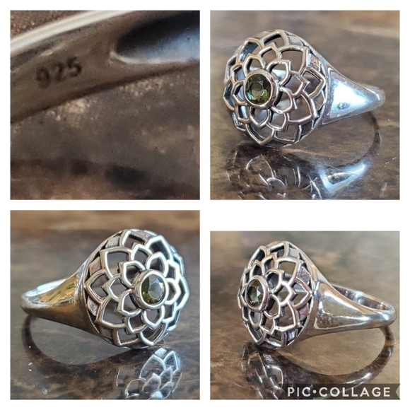 Genuine Czech Moldavite Lotus Ring 7.5 & 8 - Picture 6 of 7